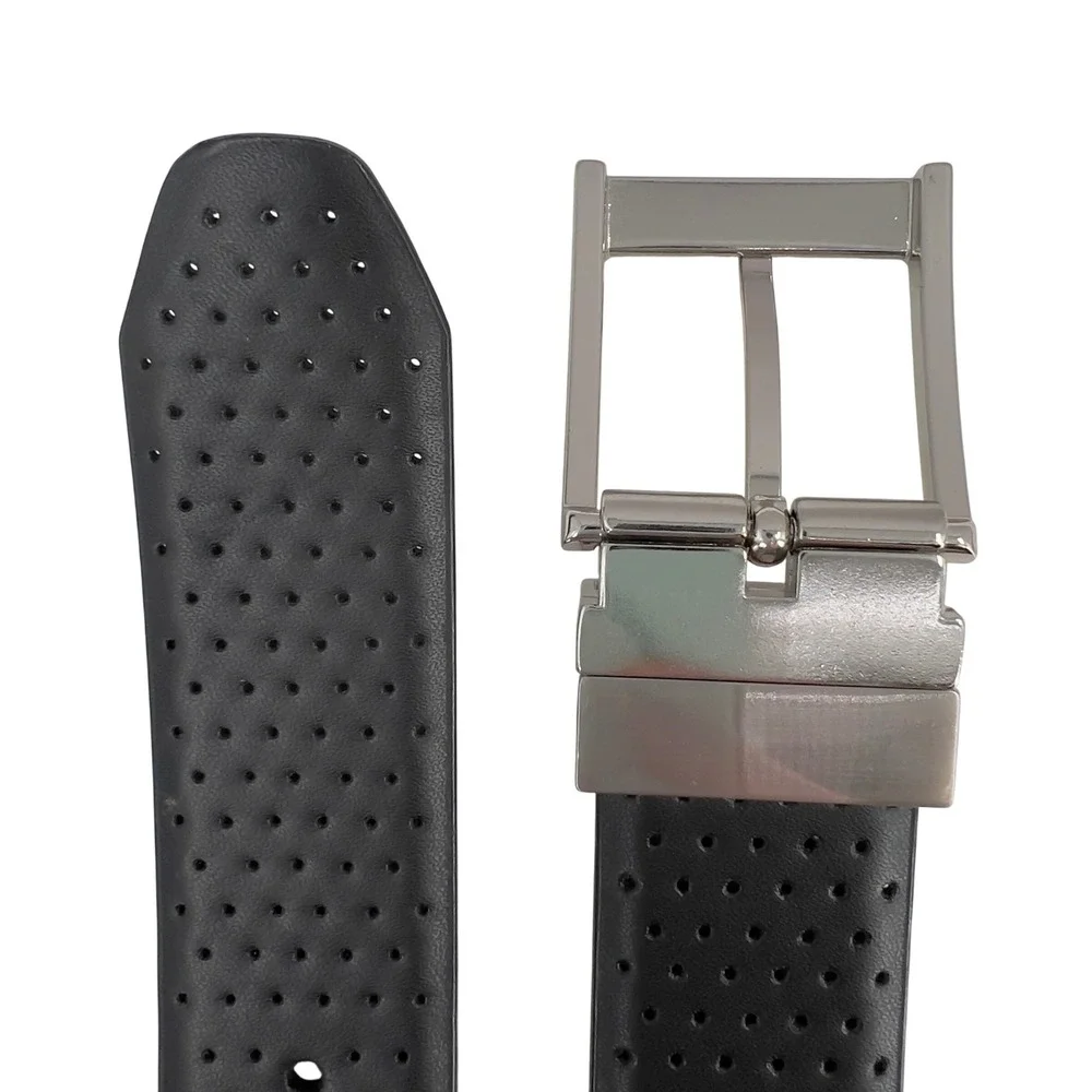Reebok Men's‎ Reversible Belt Black Brown Perforated Silver Buckle Size 38